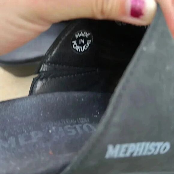 Mephisto Nubuck Leather Peep Toe Slide Wedge Shoes - Picture 14 of 14